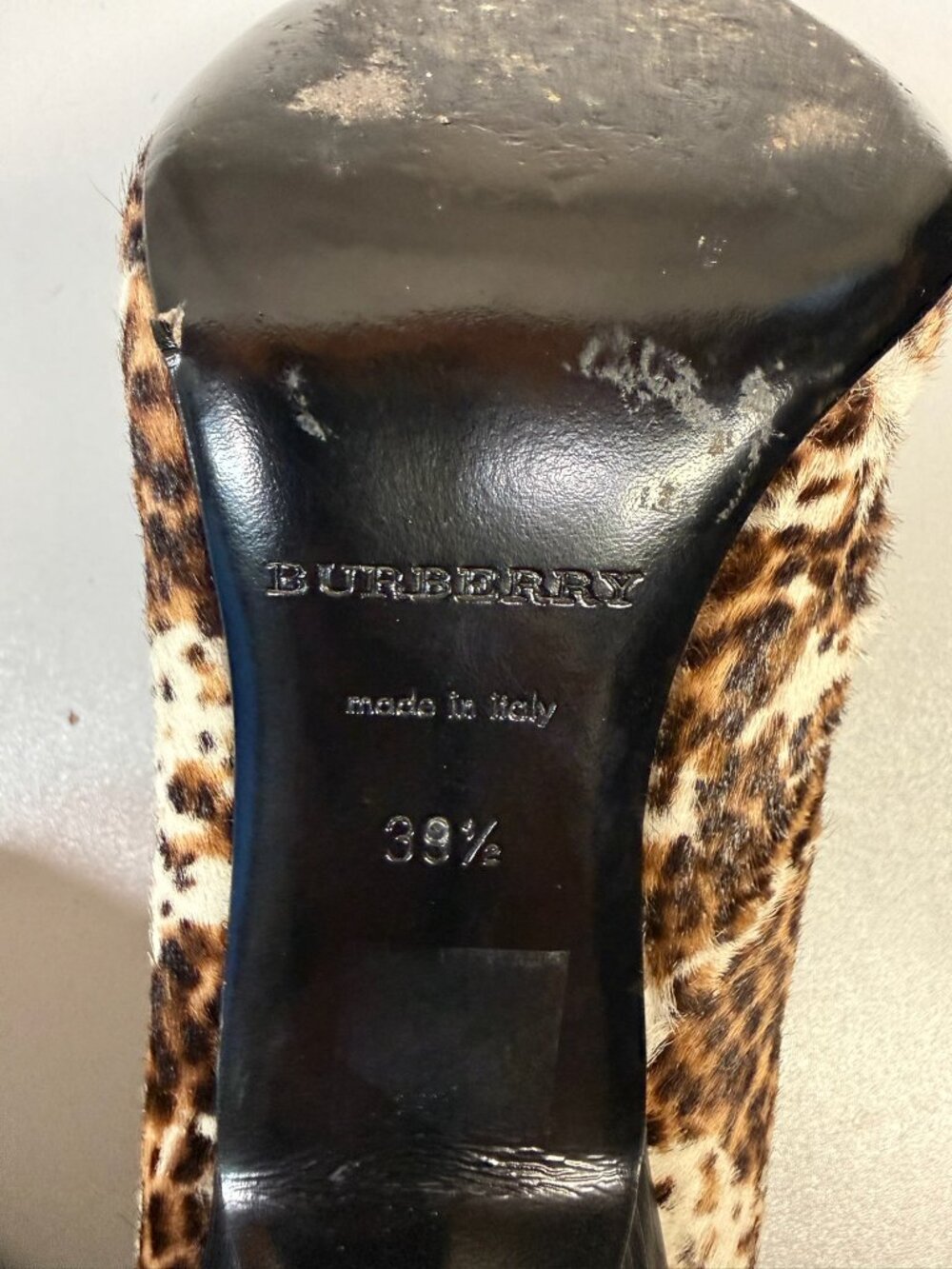 BURBERRY Women's Leopard Print Ponyhair Pointed Heels Size 39.5/US9.5 - Picture 6 of 13